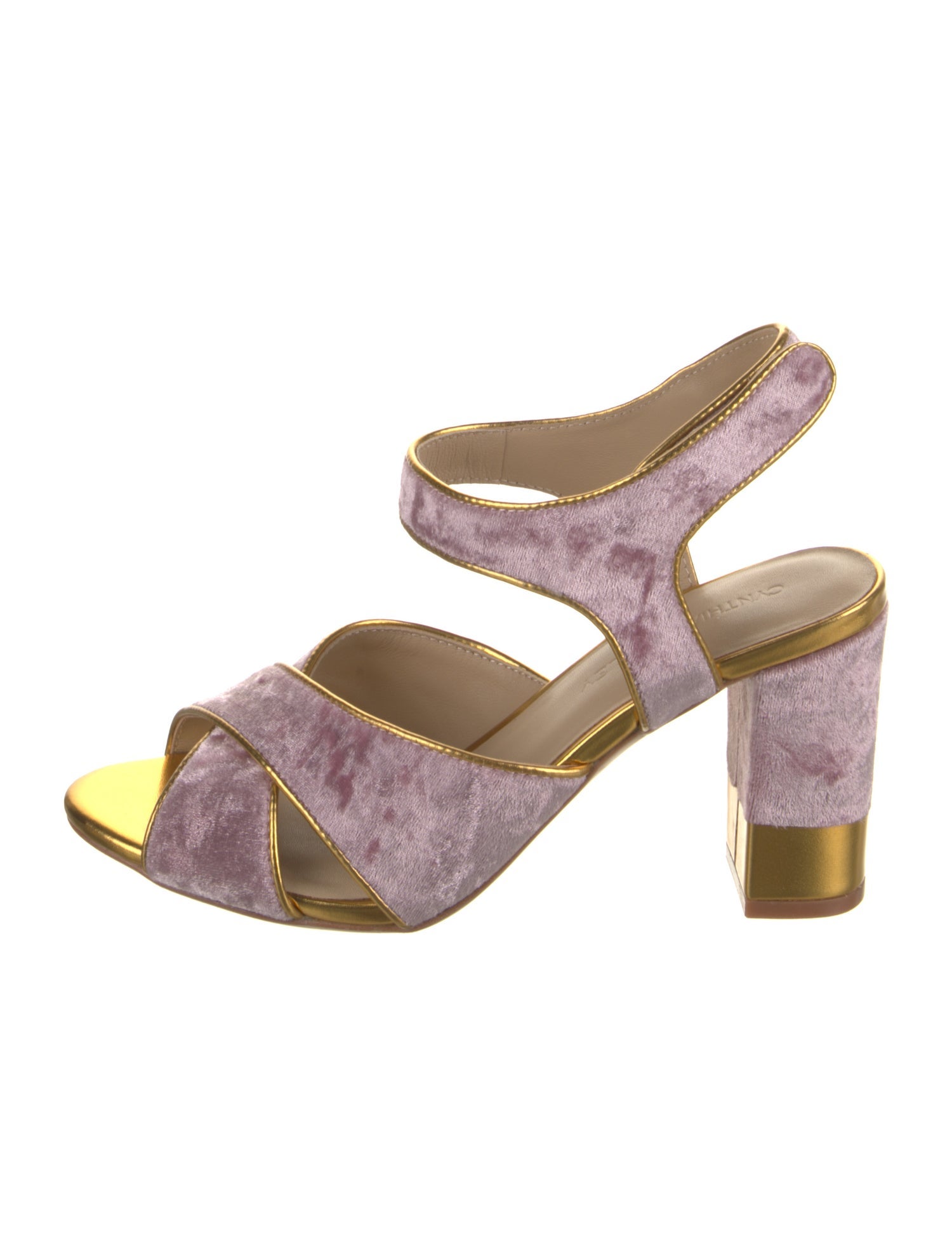 Cynthia Rowley Velvet Leather Trim Embellishment Slingback Sandals w/ Tags