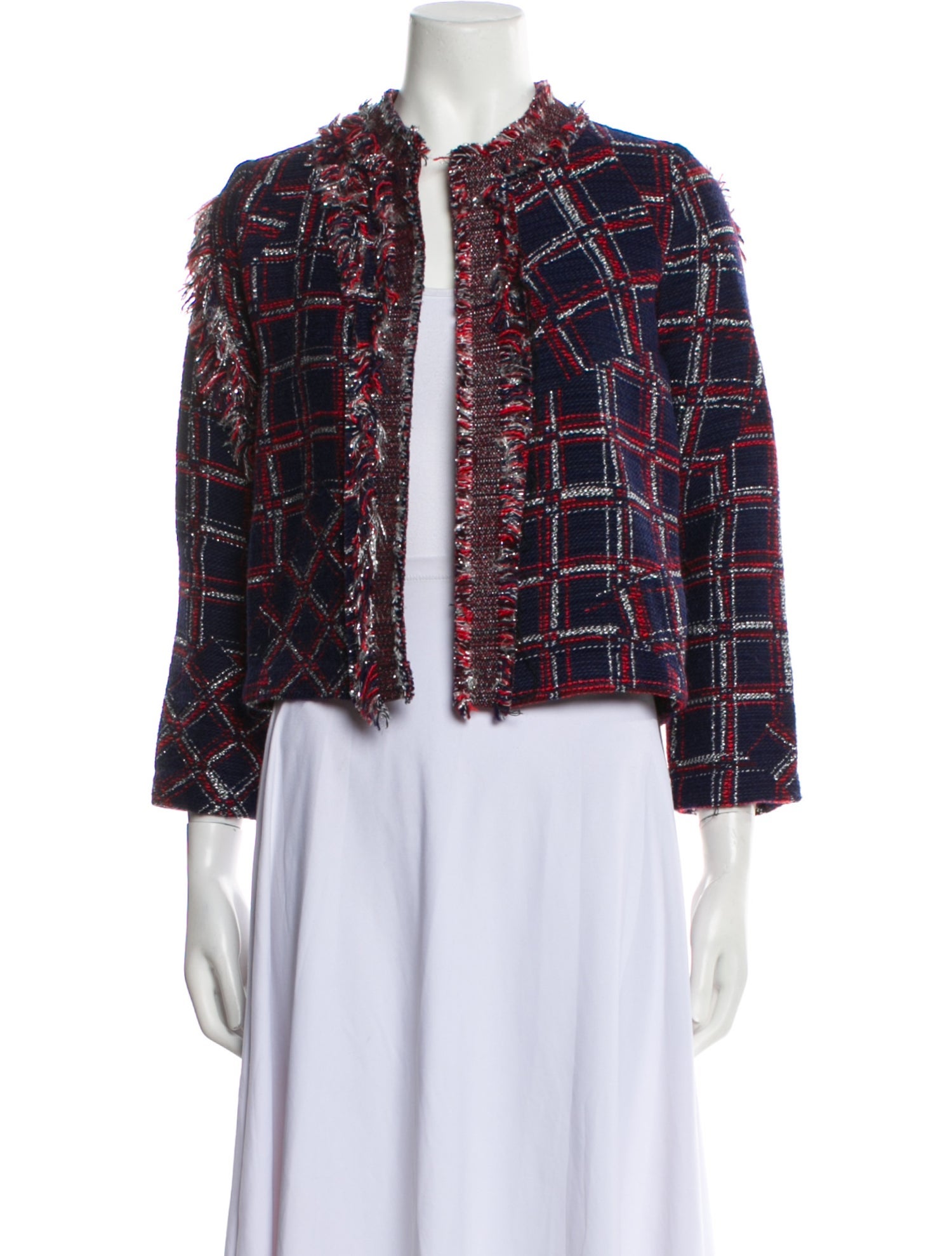 Cynthia Rowley Plaid Print Evening Jacket