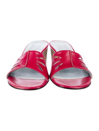 Cynthia Rowley Leather Floral Print Slides