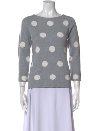 Cynthia Rowley Polka Dot Print Scoop Neck Sweater
