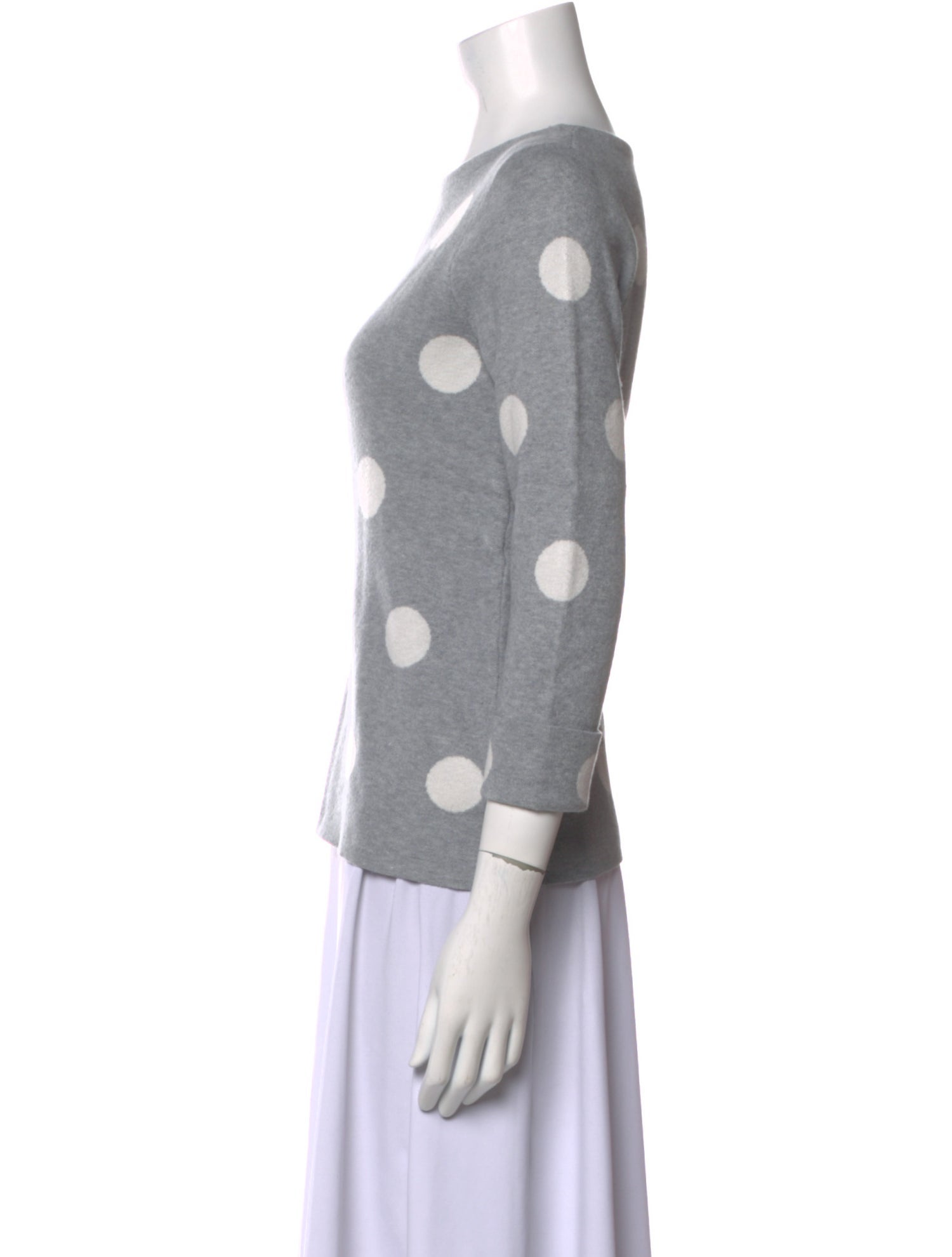Cynthia Rowley Polka Dot Print Scoop Neck Sweater