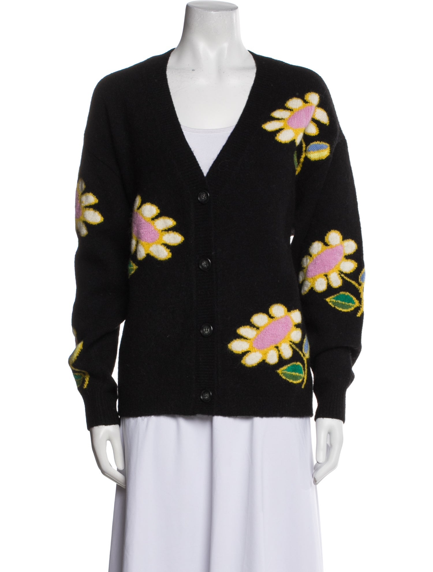 Cynthia Rowley Floral Print V-Neck Sweater