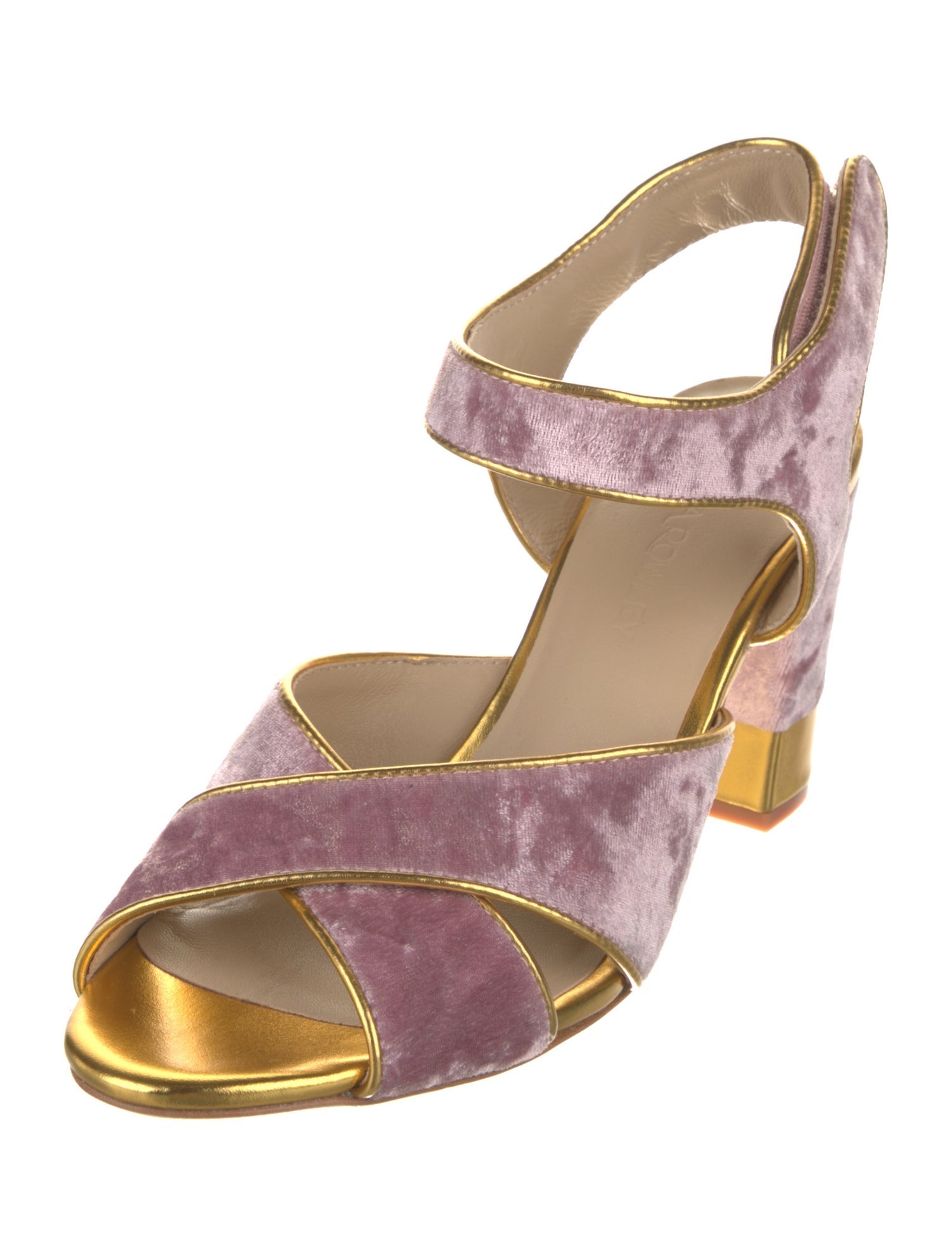 Cynthia Rowley Velvet Leather Trim Embellishment Sandals