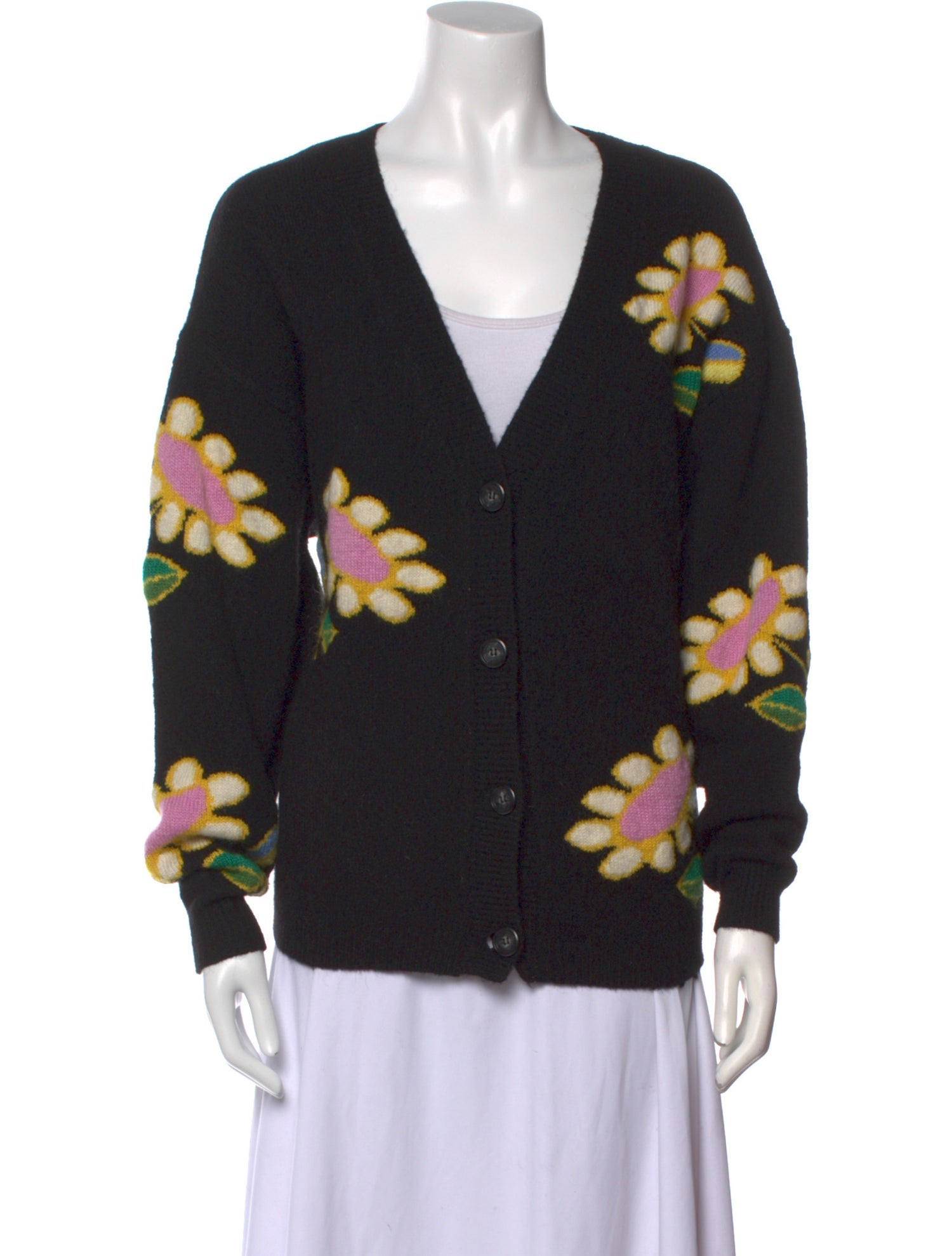 Cynthia Rowley Floral Print V-Neck Sweater