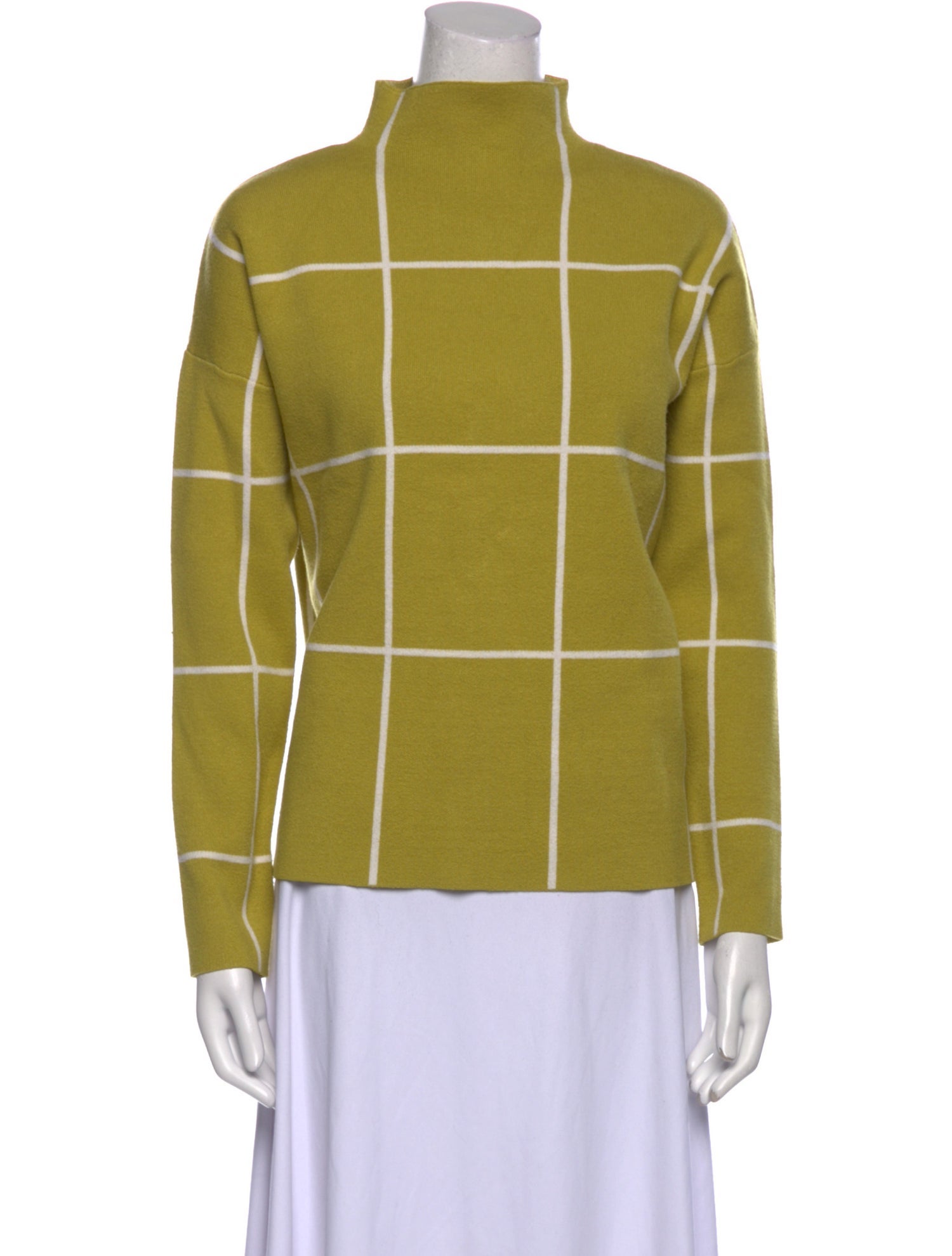 Cynthia Rowley Plaid Print Mock Neck Sweater