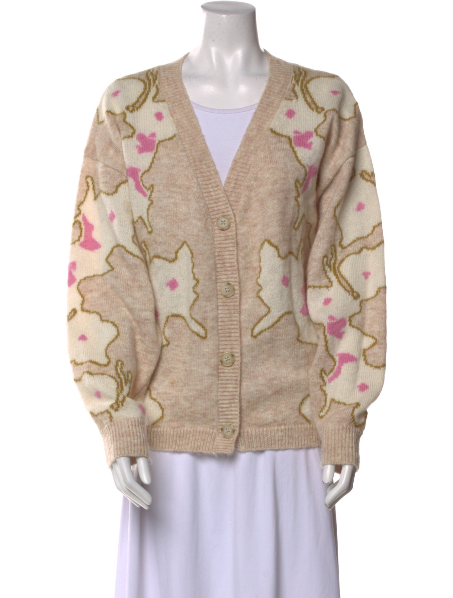 Cynthia Rowley Printed V-Neck Sweater