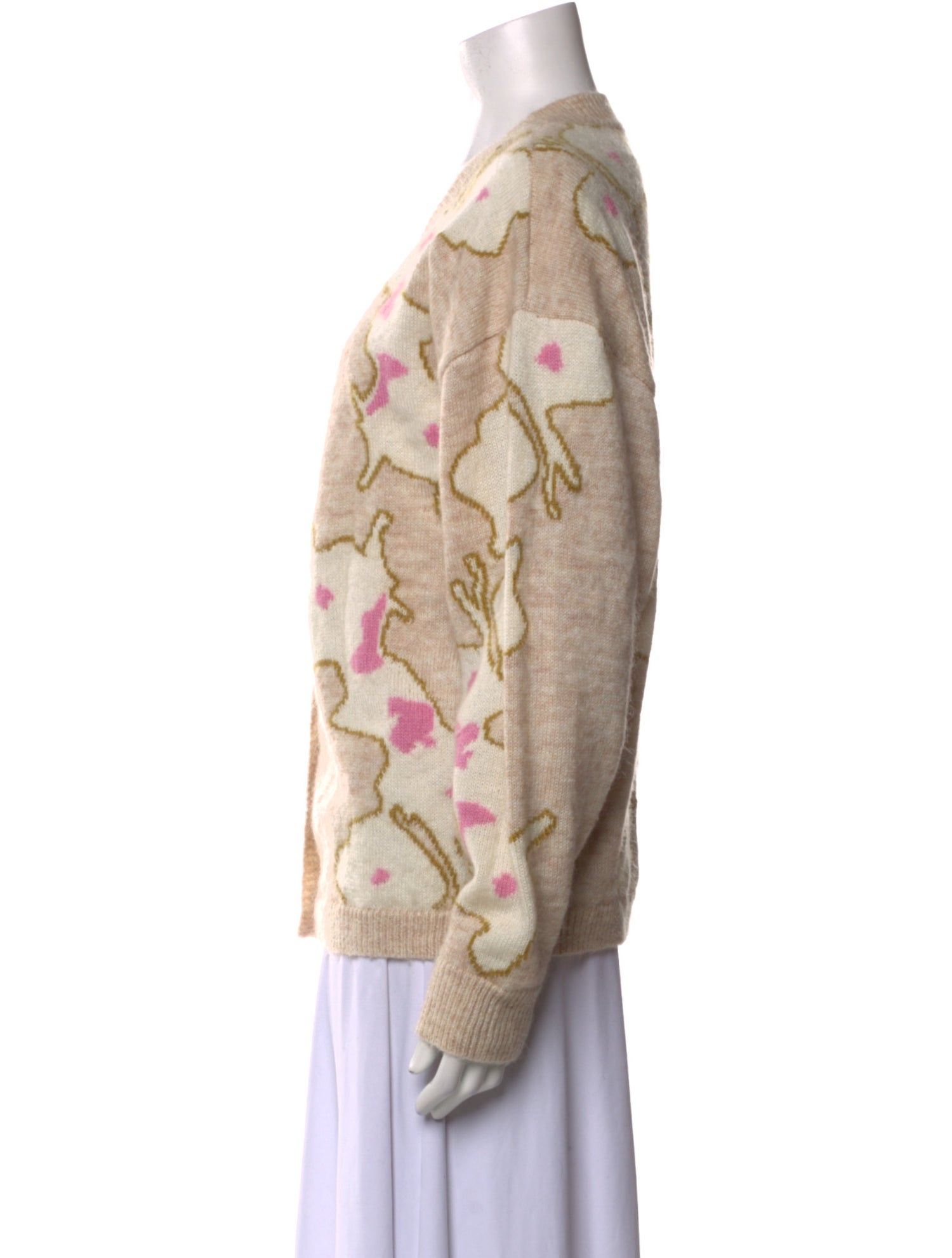 Cynthia Rowley Printed V-Neck Sweater