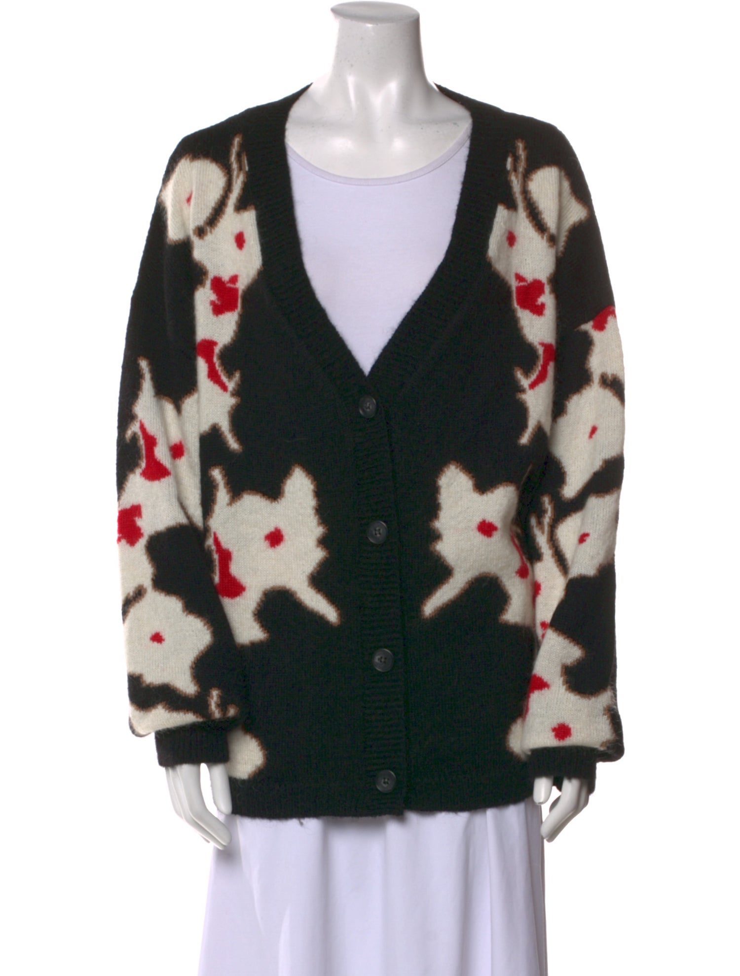 Cynthia Rowley Printed V-Neck Sweater