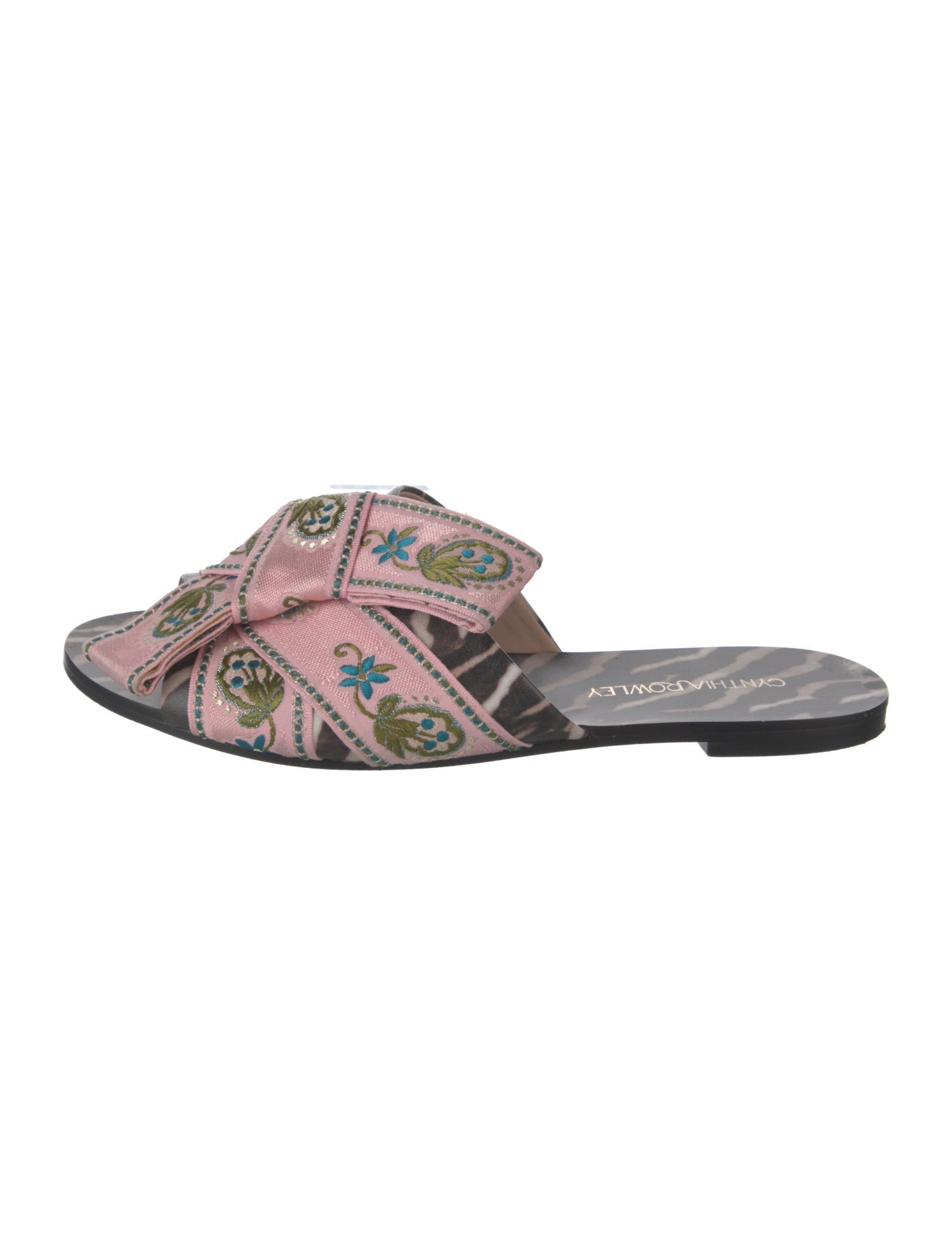 Cynthia Rowley Leather Printed Slides