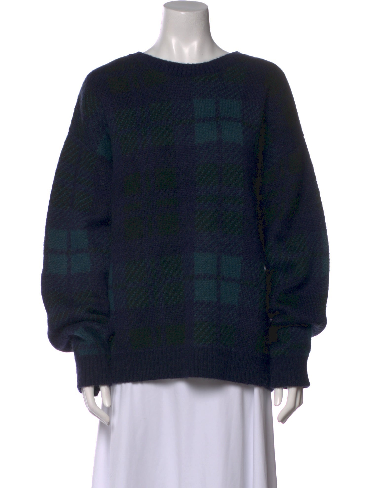 Cynthia Rowley Plaid Print Scoop Neck Sweater