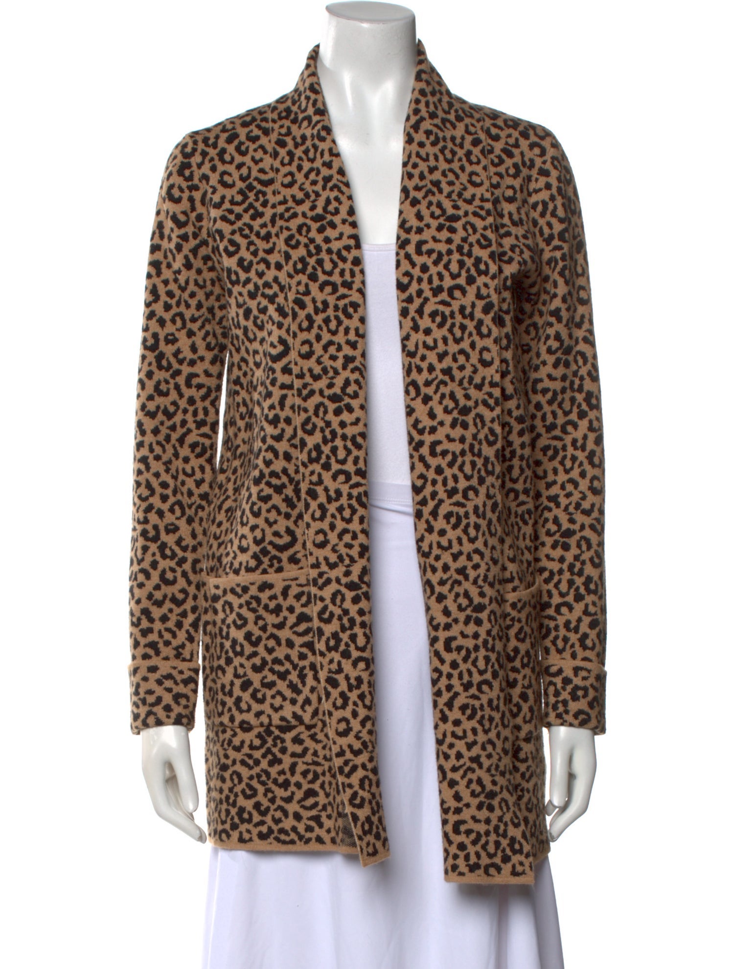 Cynthia Rowley Animal Print Open Front Sweater
