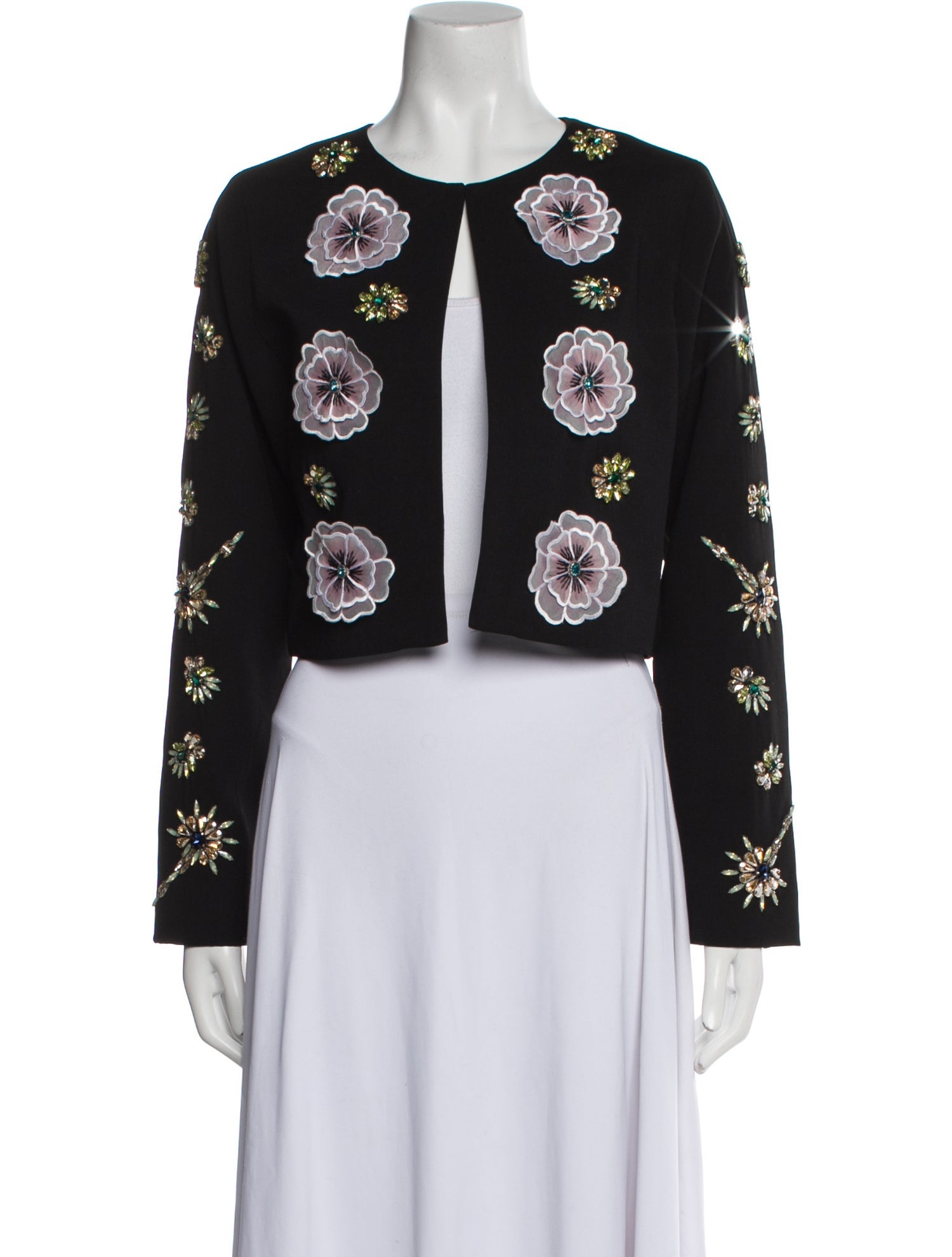 Cynthia Rowley Wool Floral Print Evening Jacket