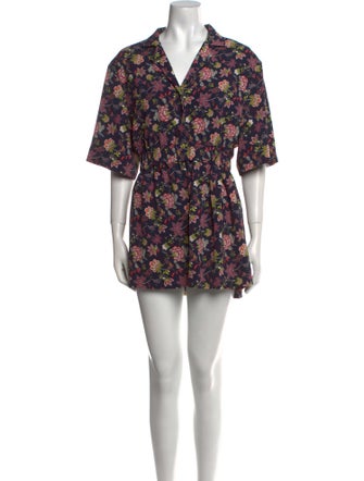 Cynthia Rowley Printed V-Neck Romper