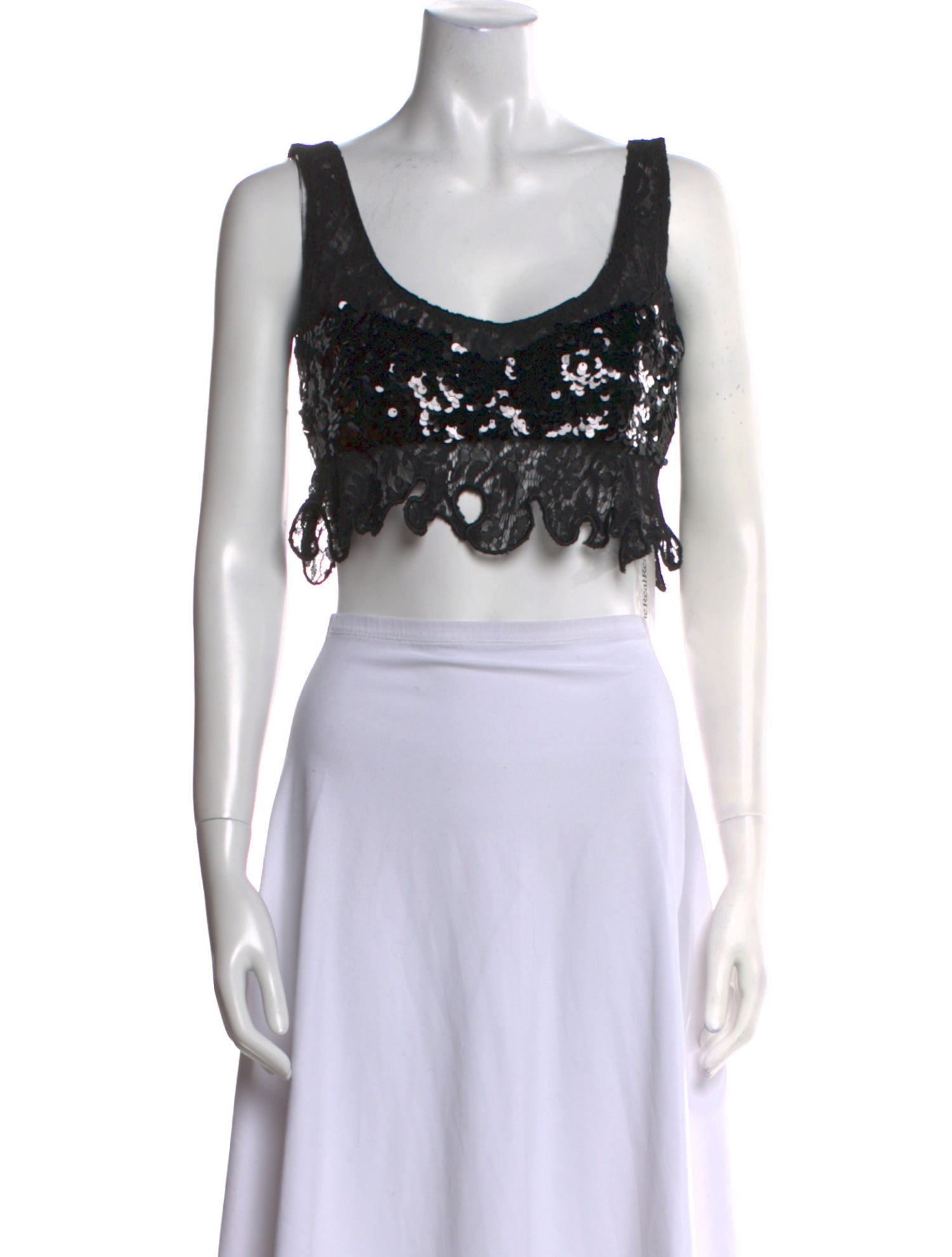 Cynthia Rowley Lace Pattern Scoop Neck Crop Top