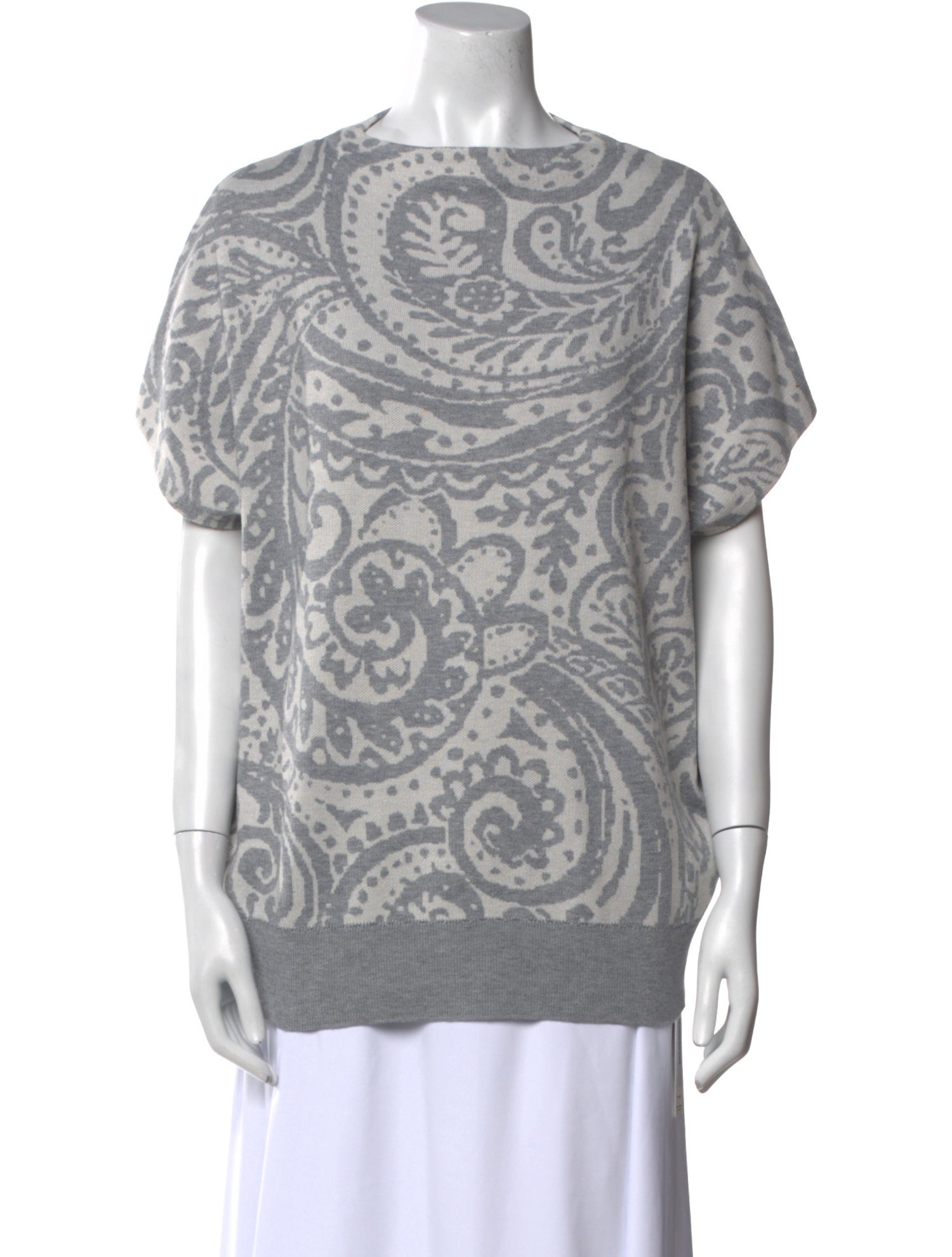 Cynthia Rowley Printed Bateau Neckline Sweater