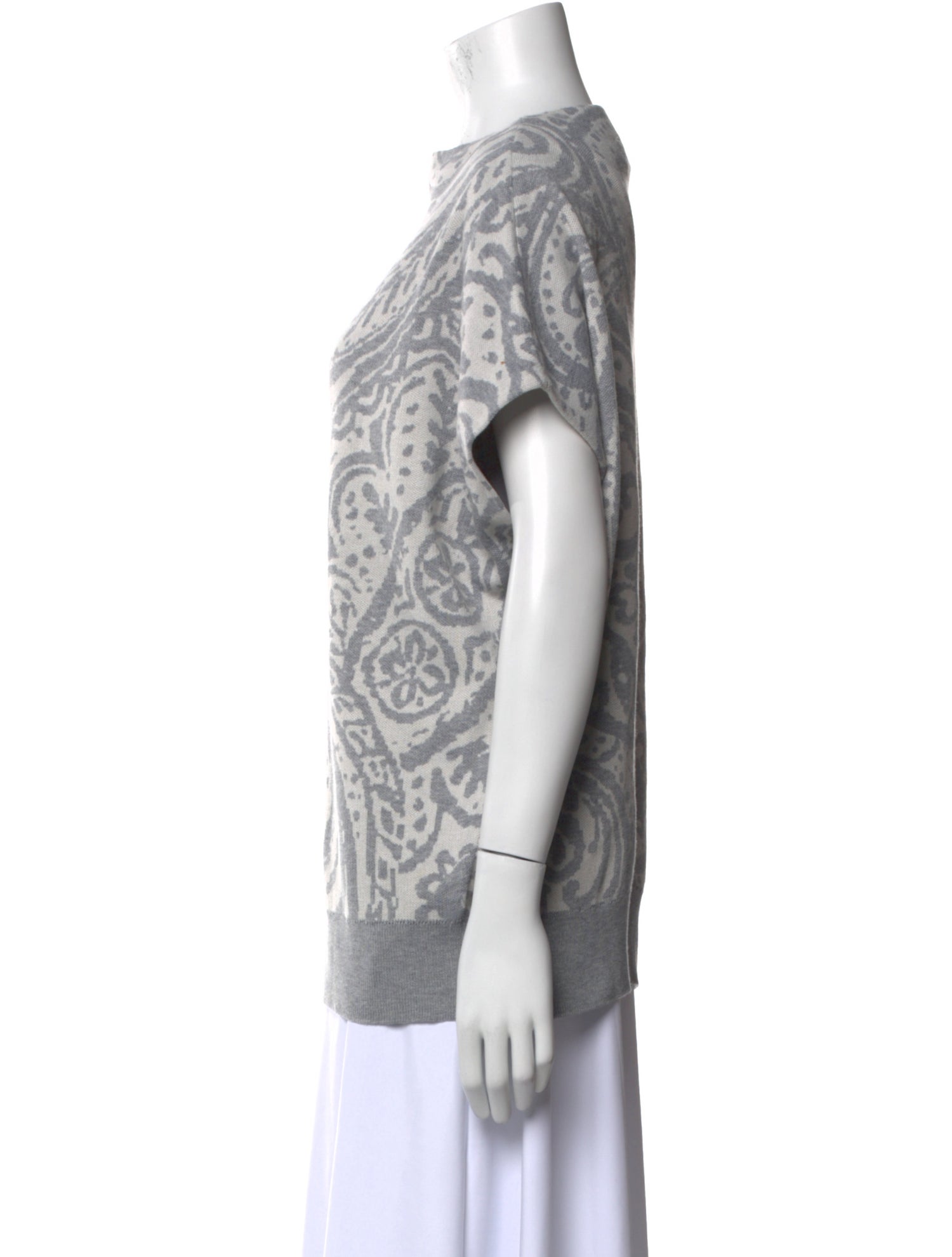 Cynthia Rowley Printed Bateau Neckline Sweater
