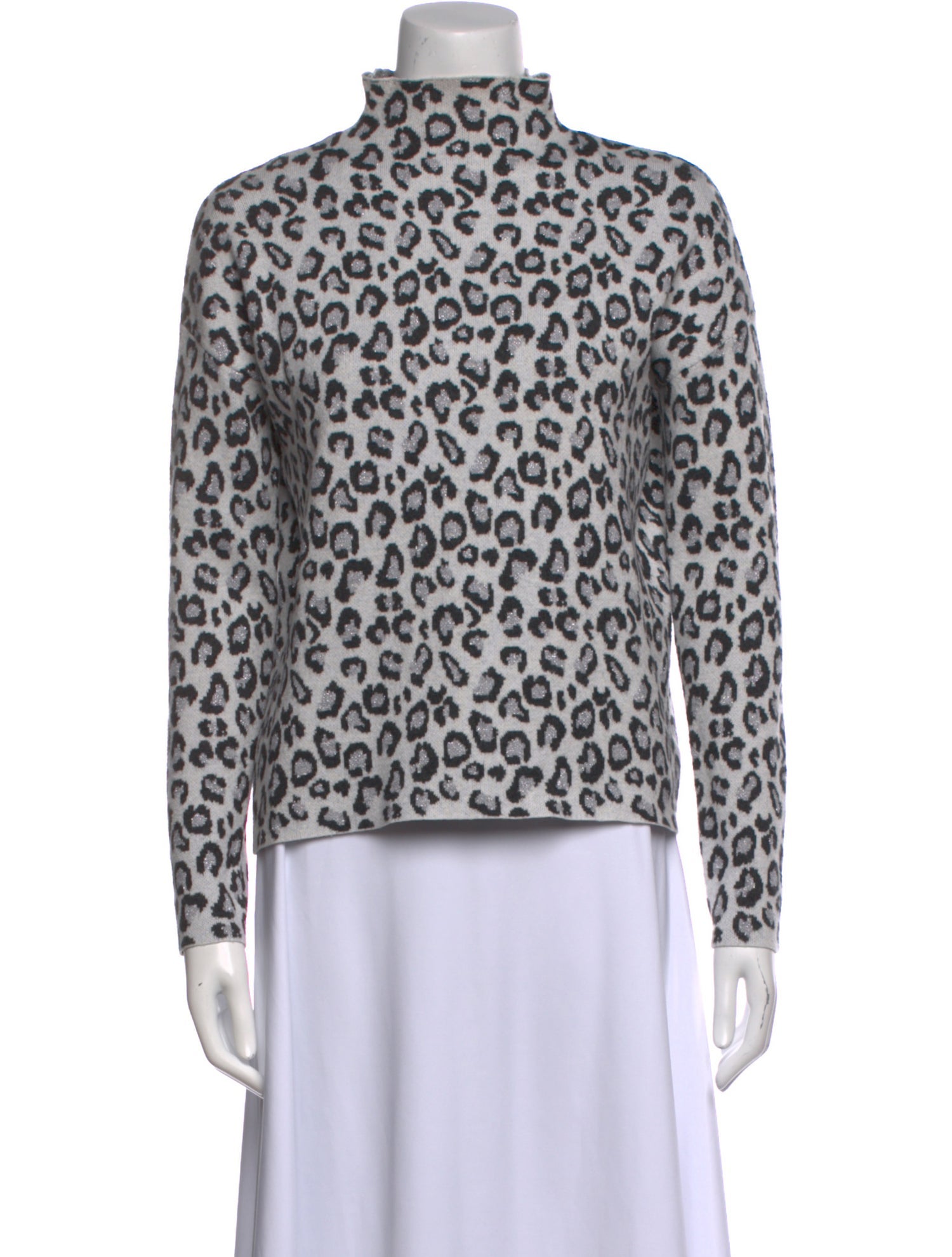 Cynthia Rowley Animal Print Mock Neck Sweater