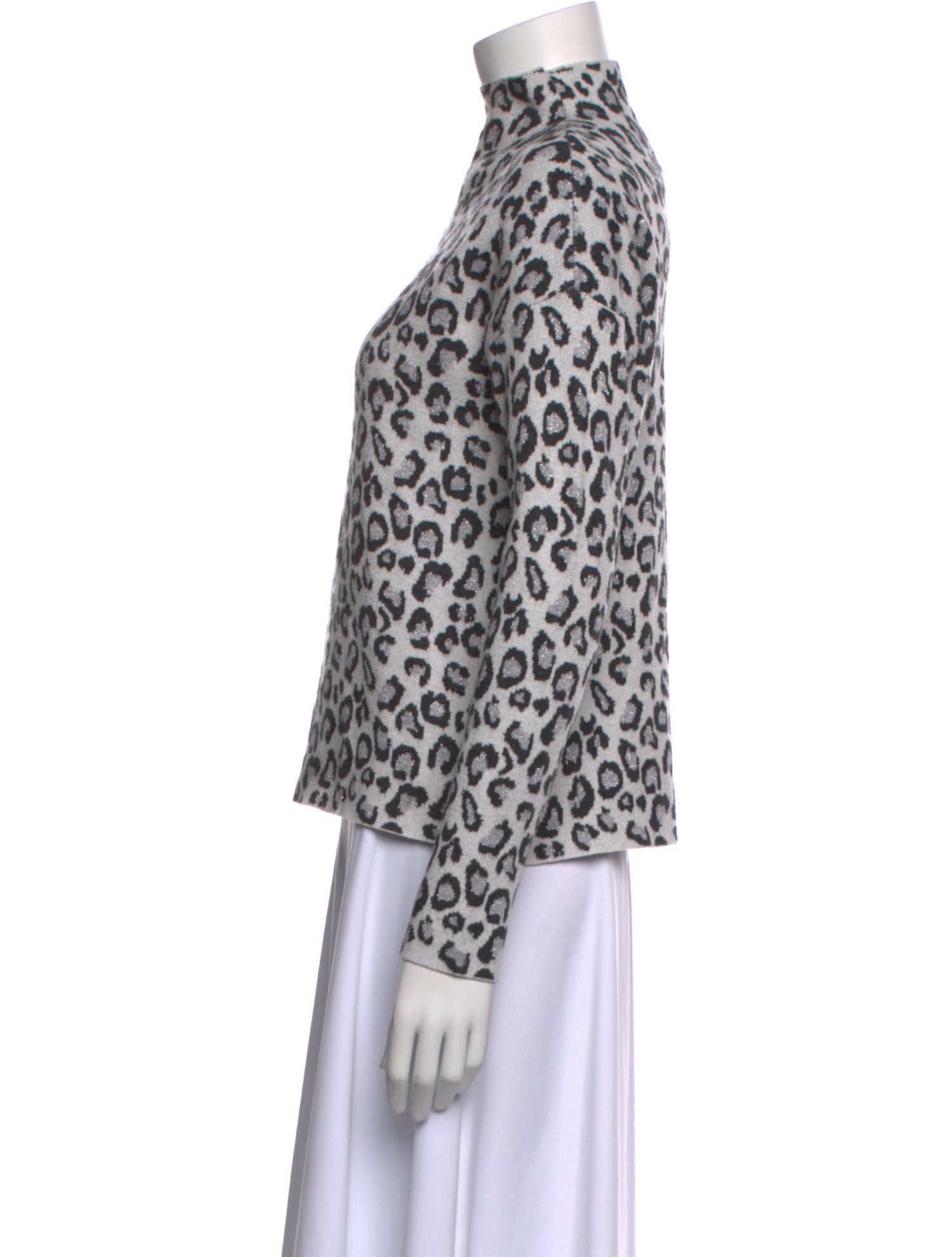 Cynthia Rowley Animal Print Mock Neck Sweater