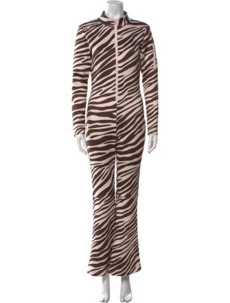 Cynthia Rowley Animal Print Mock Neck Jumpsuit