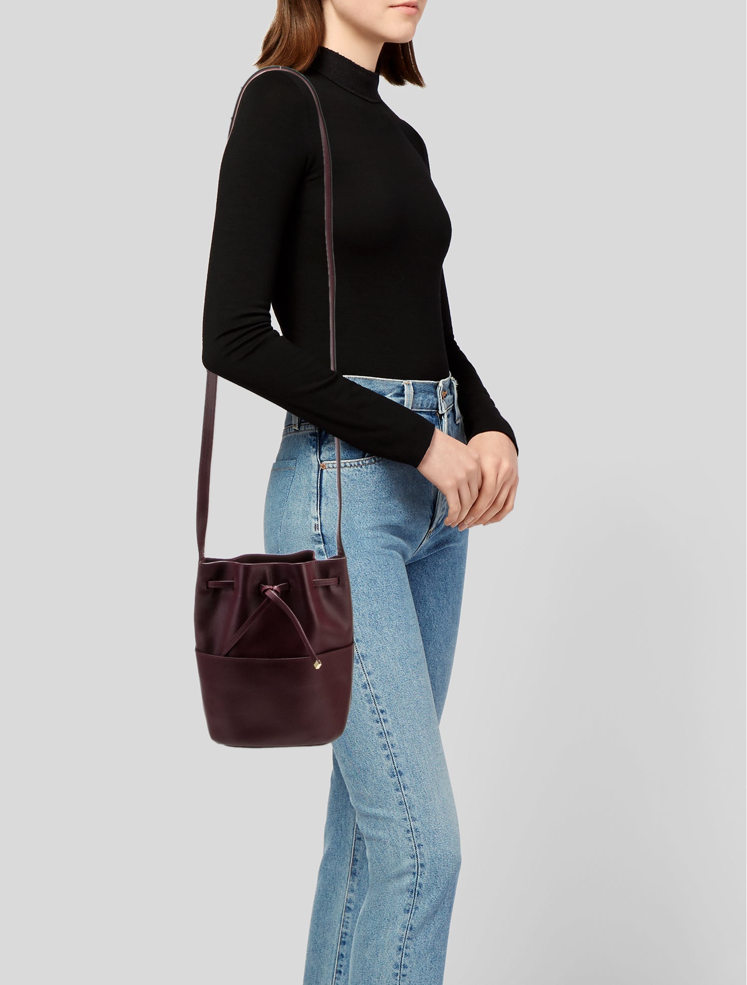 Cuyana Embossed Leather Bucket Bag