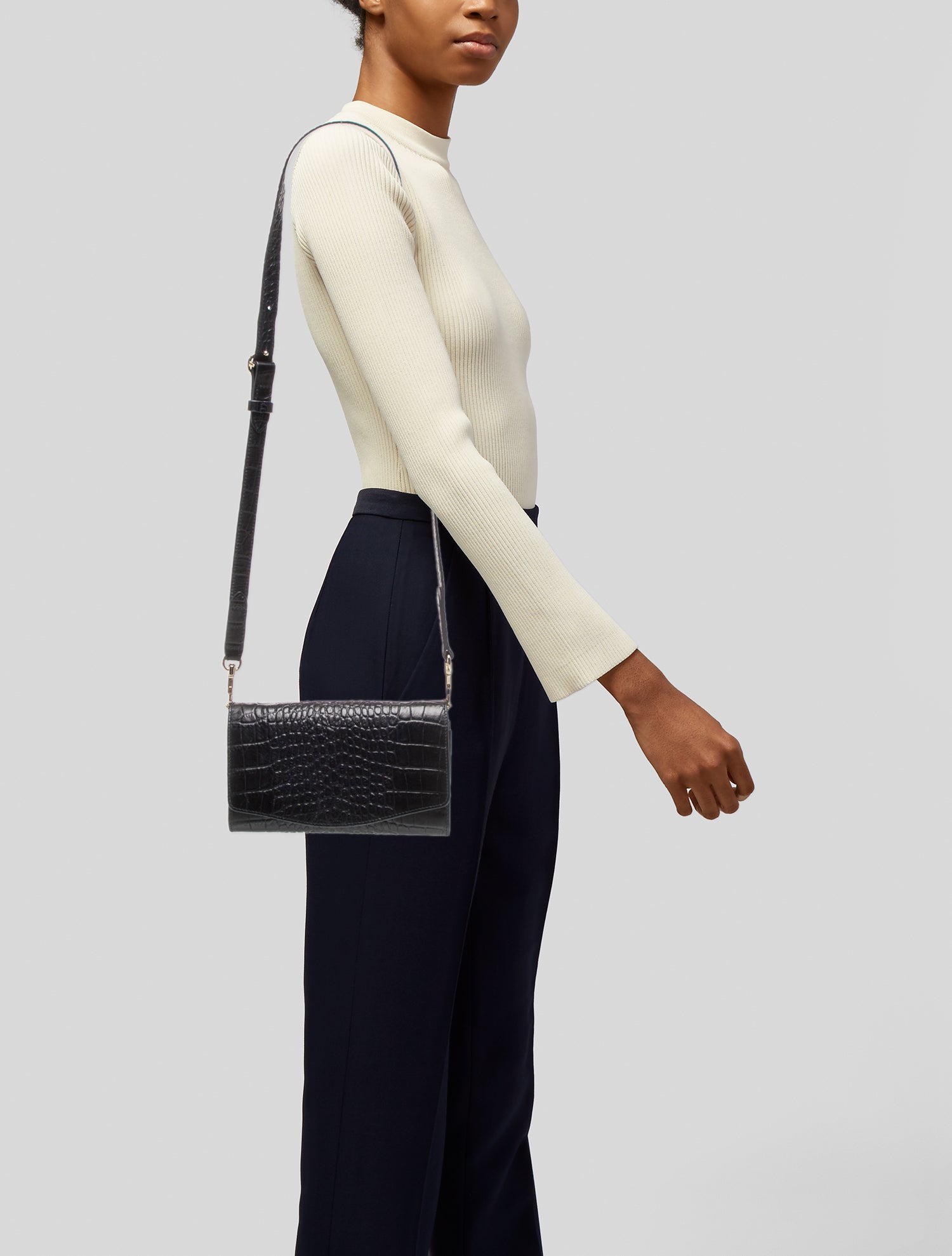 Cuyana Embossed Leather Crossbody Bag