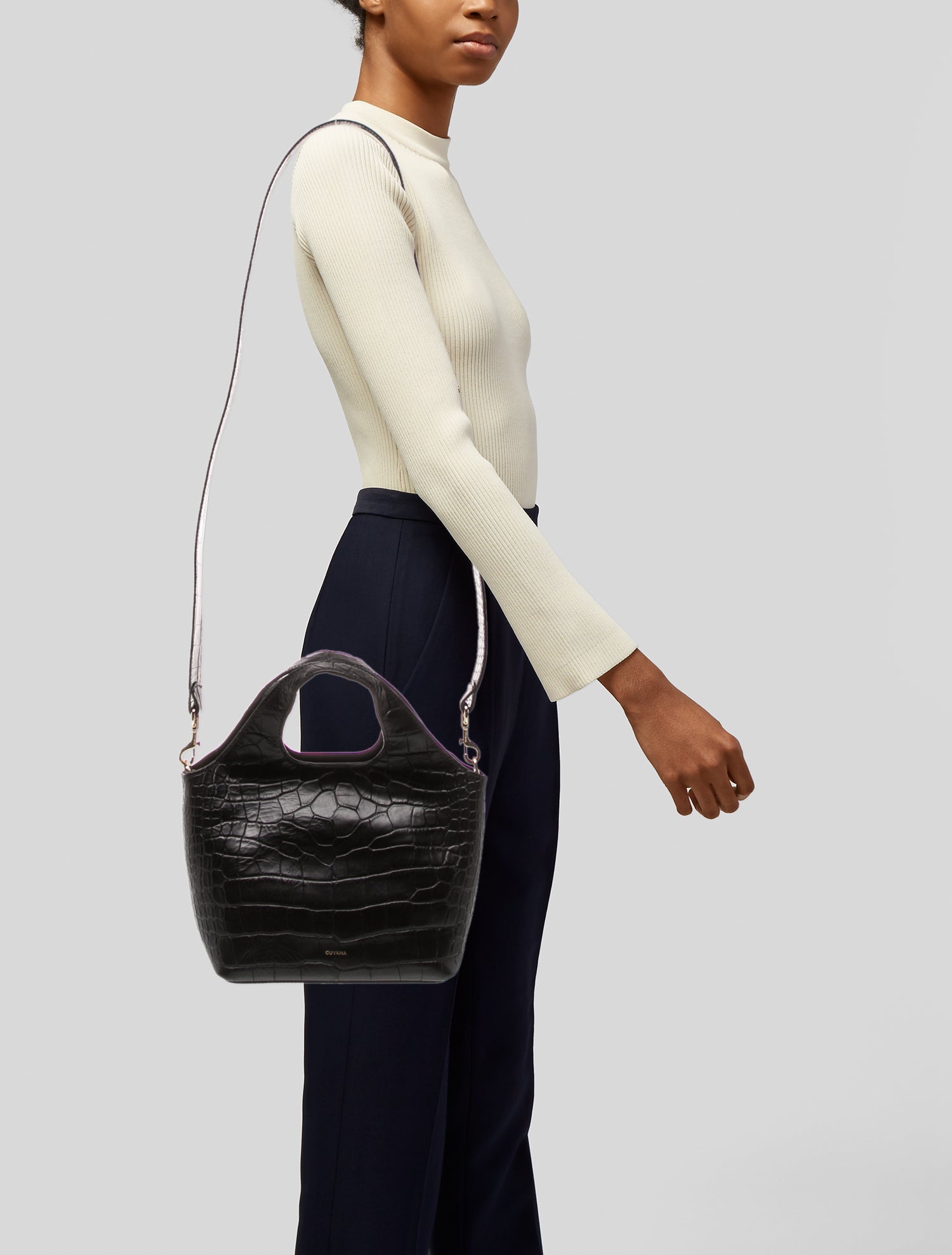 Cuyana Alligator Top Handle Bag