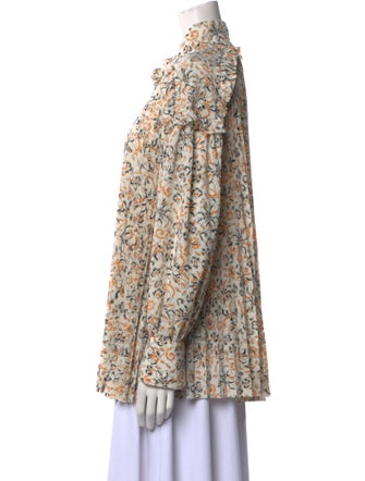 Day Birger et Mikkelsen Floral Print Mock Neck Button-Up Top