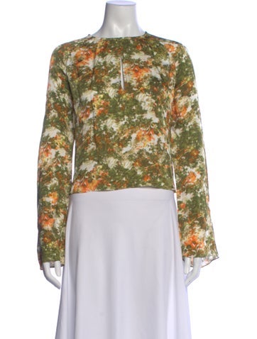 Pre-owned Day Birger Et Mikkelsen Printed Crew Neck Blouse In Green