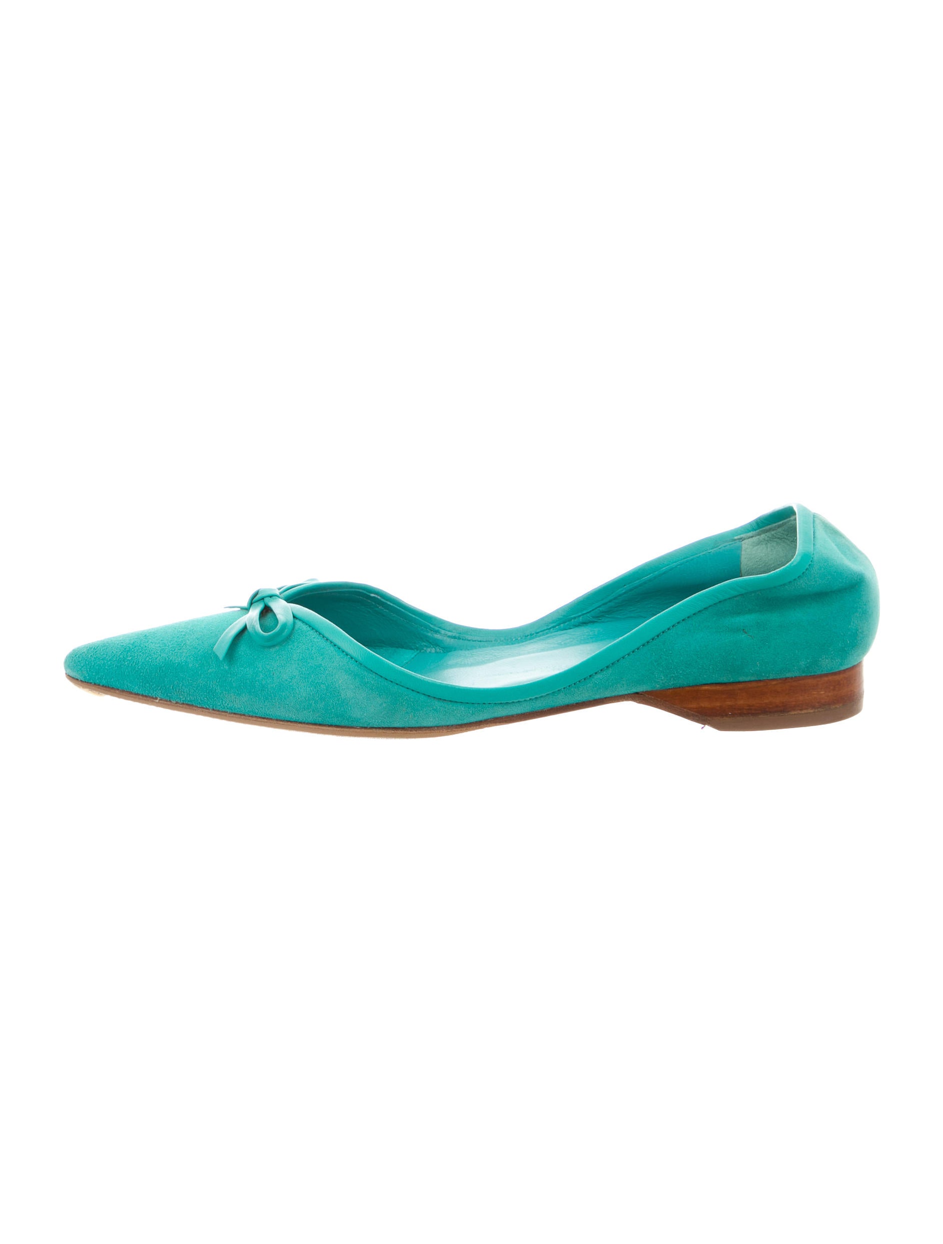 Delman Pointed-Toe Suede Flats