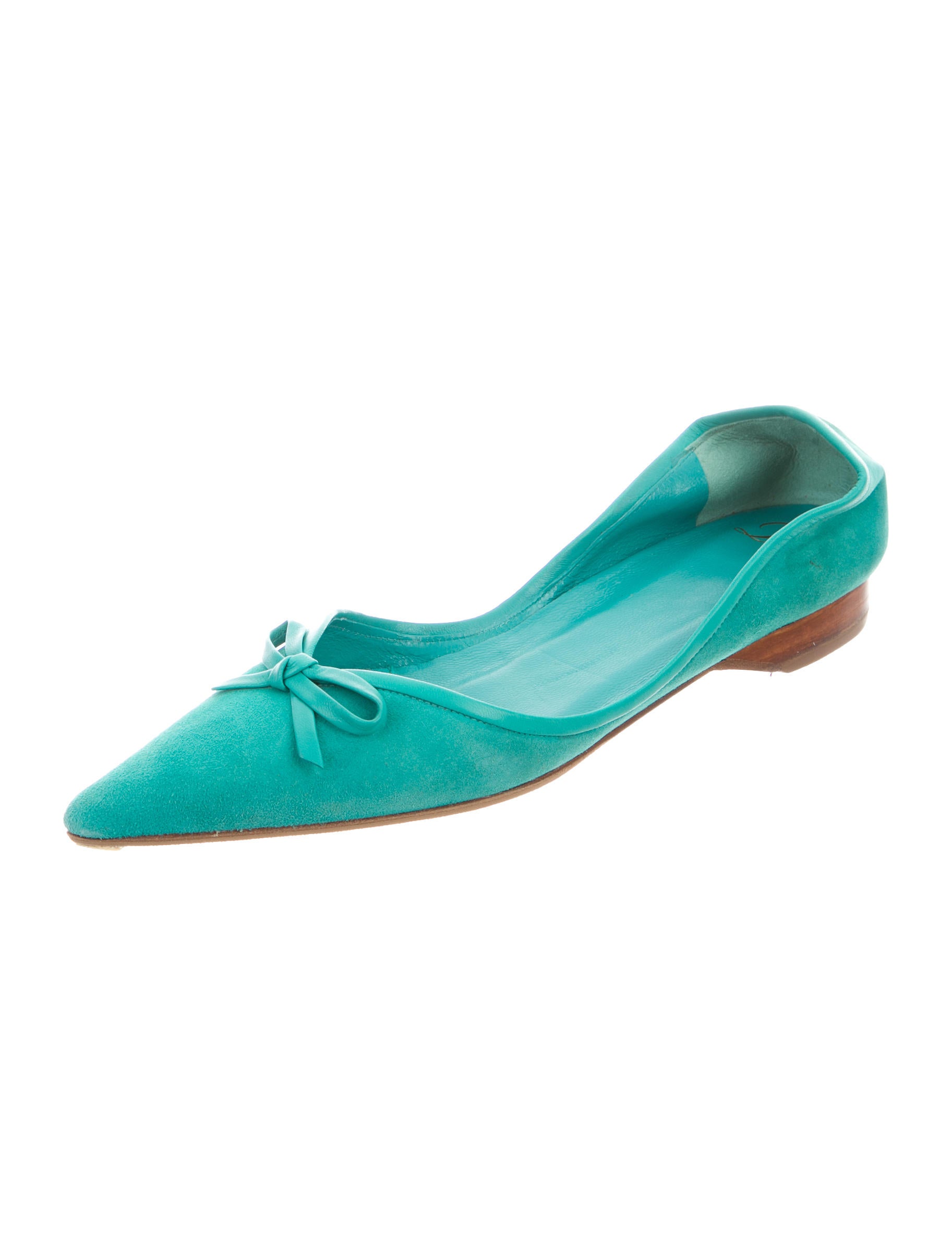 Delman Pointed-Toe Suede Flats