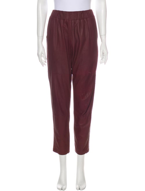 DROMe Leather Straight Leg Pants Red