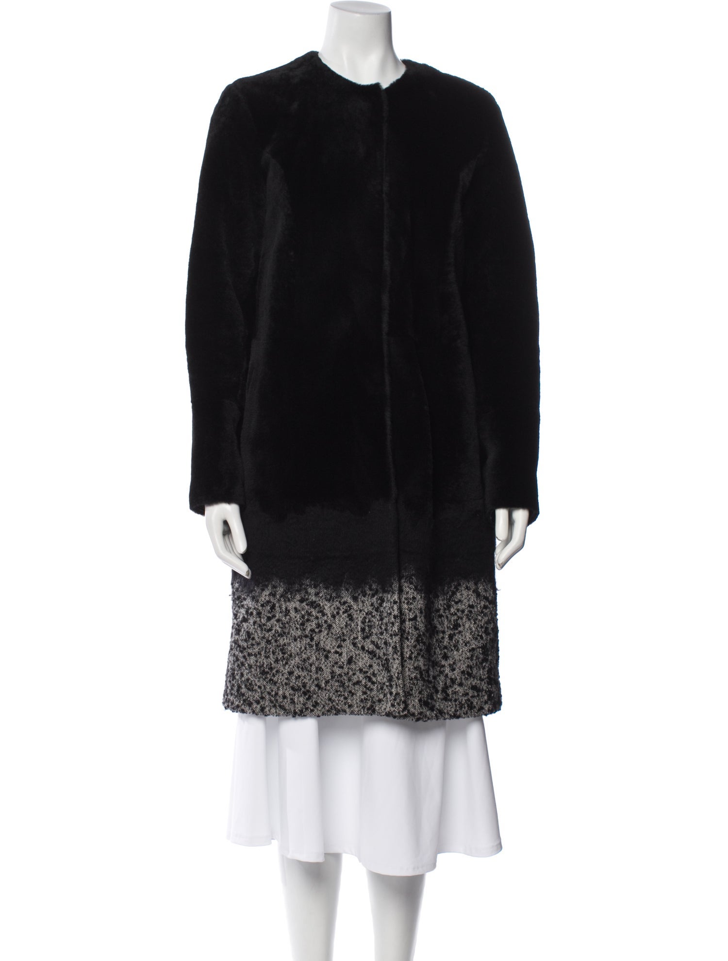 DROMe Leather Printed Faux Fur Coat