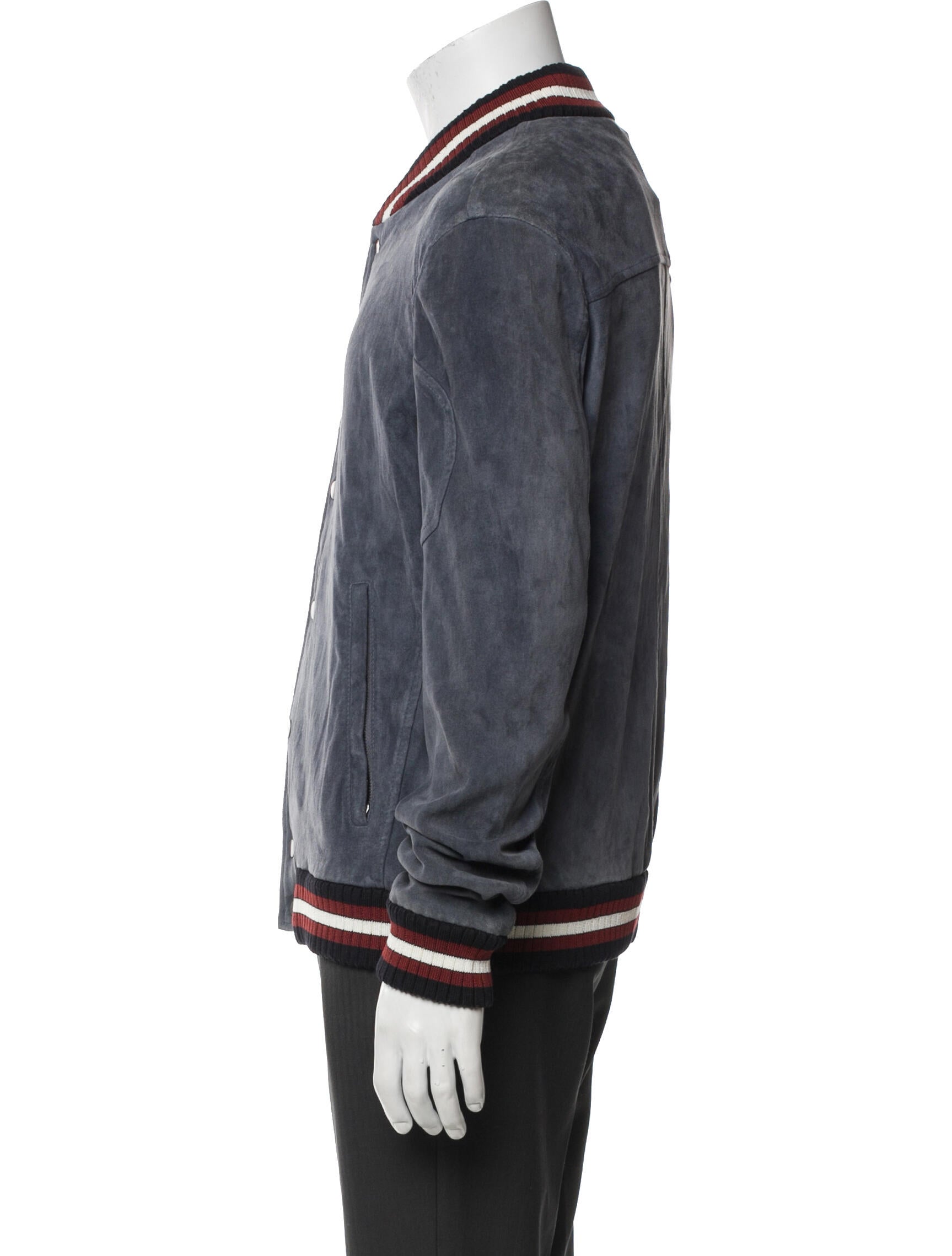 DROMe Leather Striped Bomber Jacket
