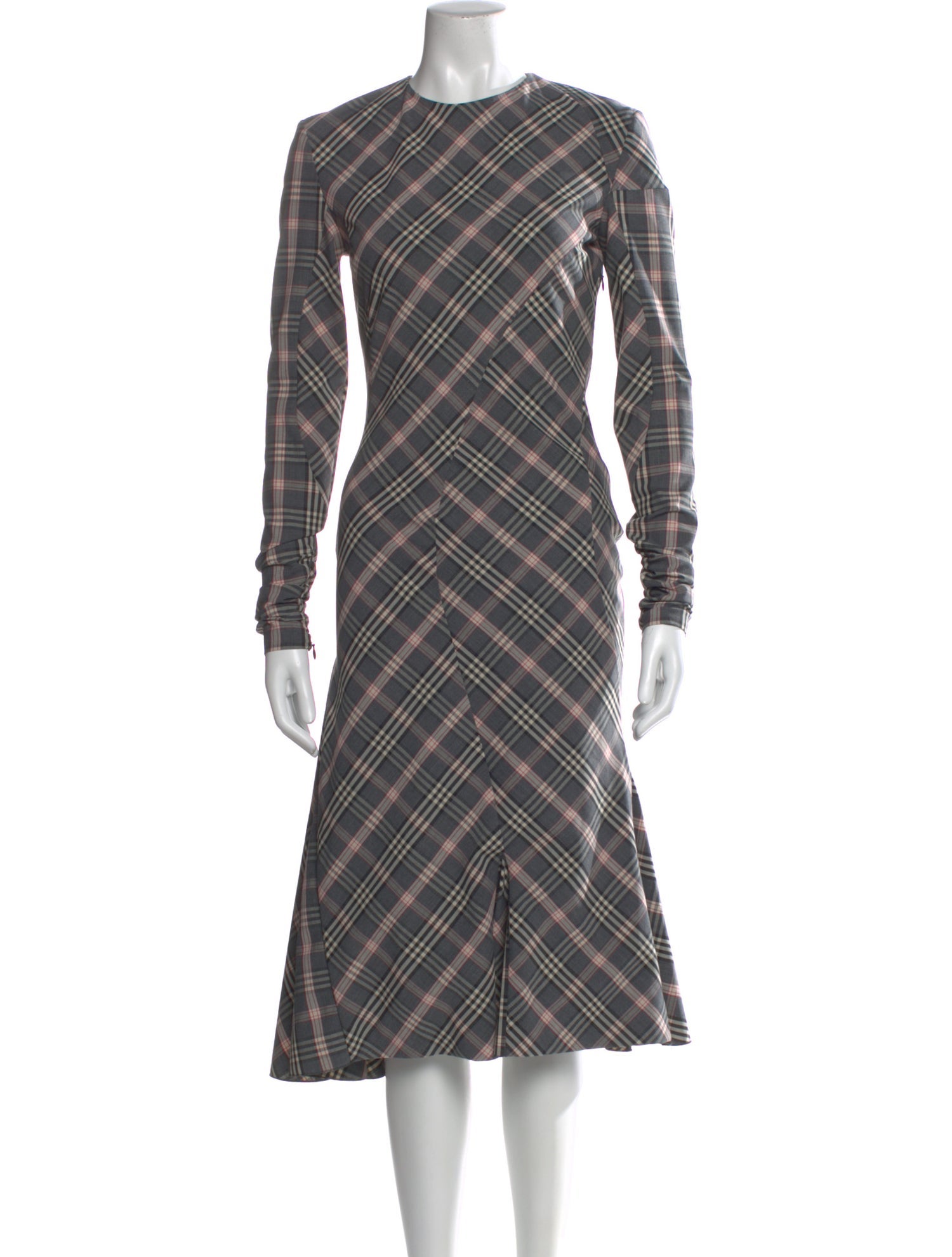 DROMe Plaid Print Midi Length Dress