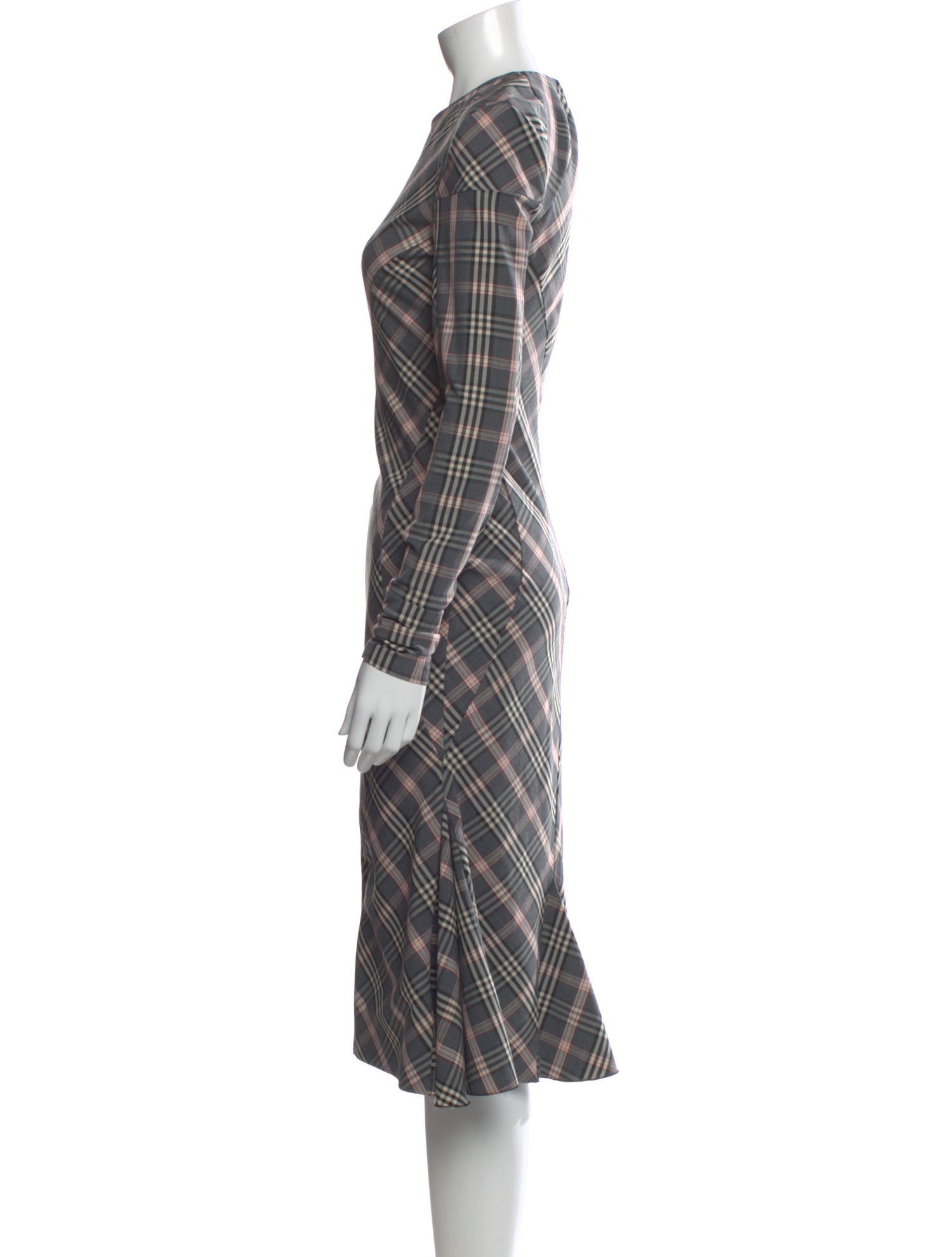 DROMe Plaid Print Midi Length Dress