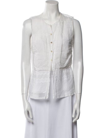 Dosa Crew Neck Sleeveless Button-Up Top