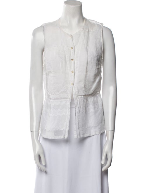 Dosa Crew Neck Sleeveless Button-Up Top