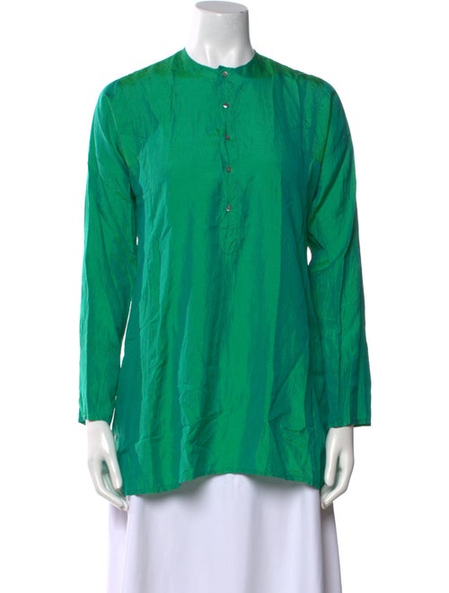 Dosa Silk Crew Neck Button-Up Top