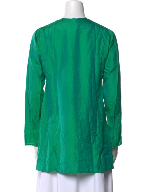 Dosa Silk Crew Neck Button-Up Top