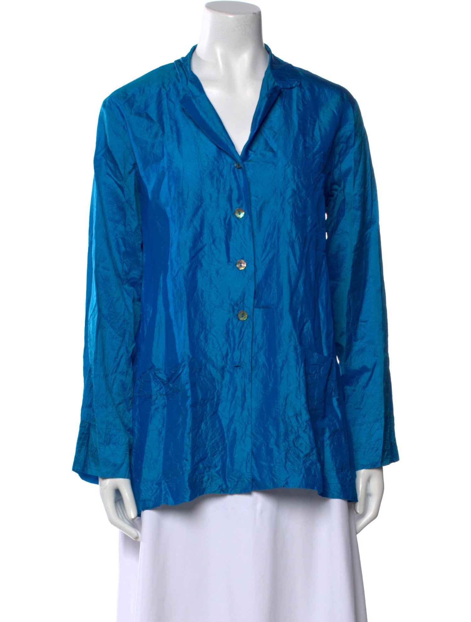 Dosa Silk Long Sleeve Button-Up Top