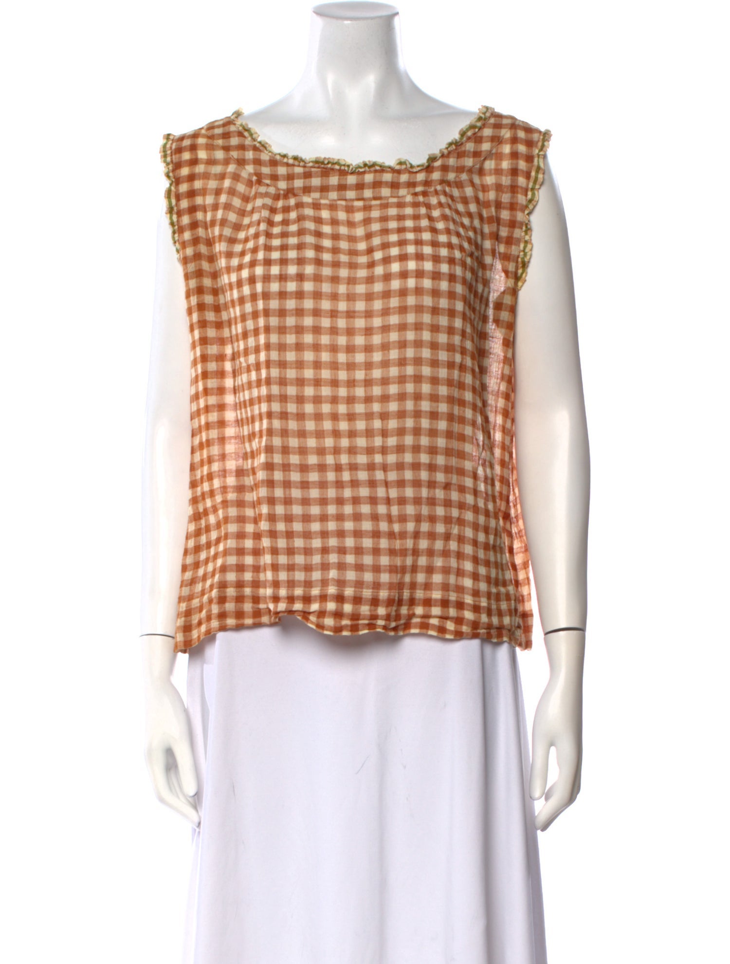 Dosa Plaid Print Scoop Neck Top