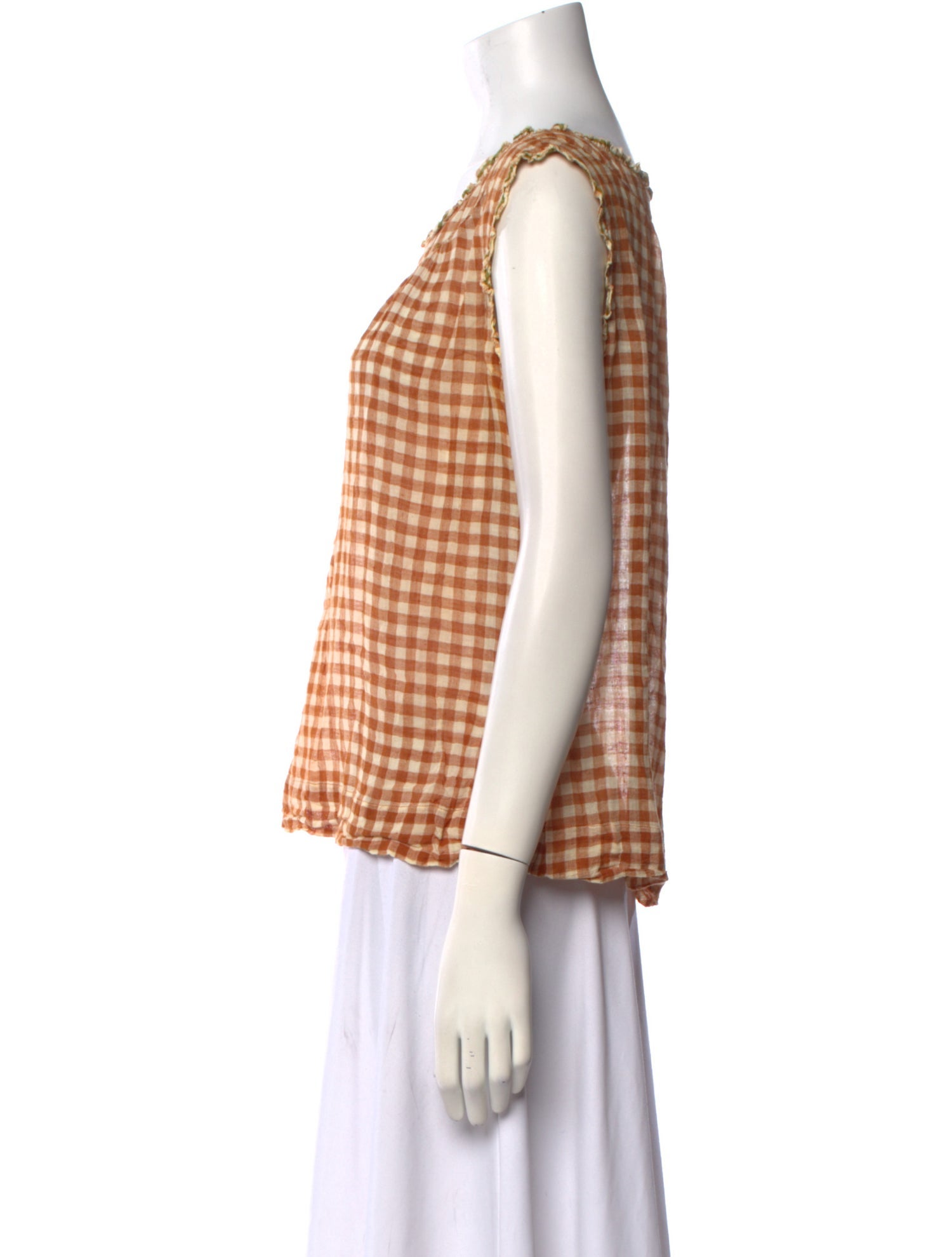 Dosa Plaid Print Scoop Neck Top