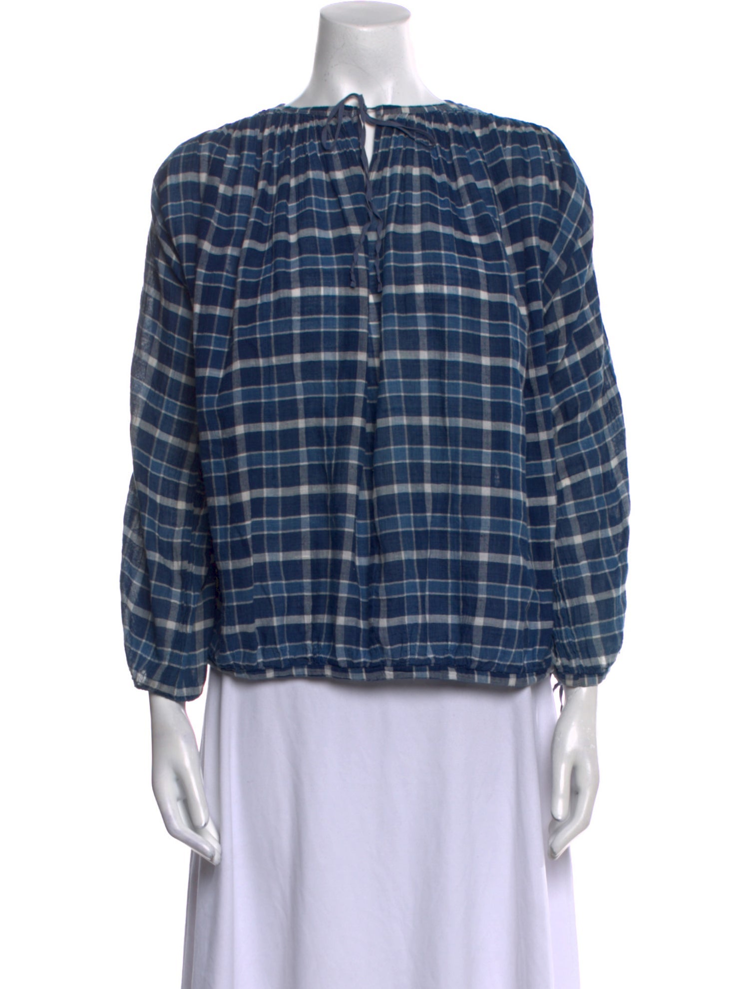 Dosa Plaid Print Crew Neck Blouse