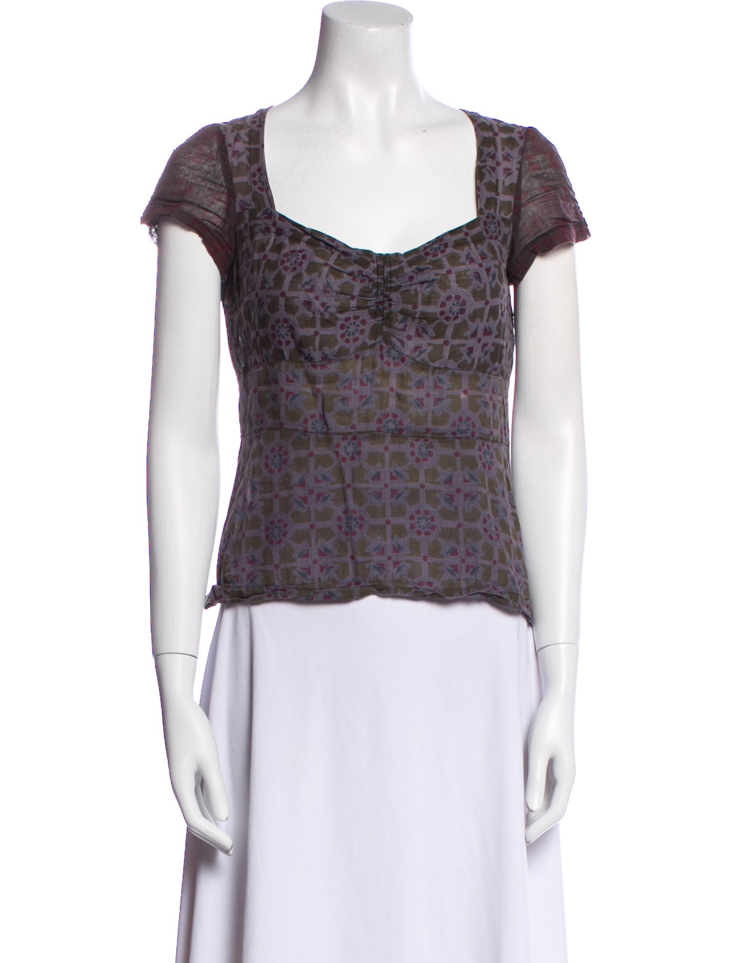 Dosa Printed Square Neckline Top