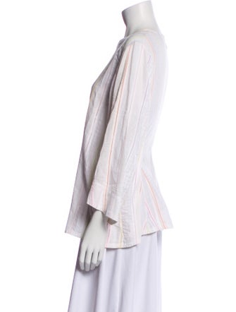 Dosa Striped Crew Neck Button-Up Top