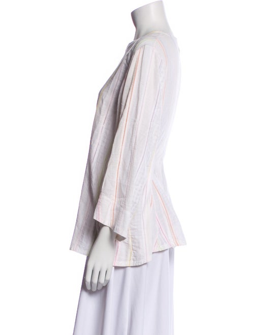 Dosa Striped Crew Neck Button-Up Top