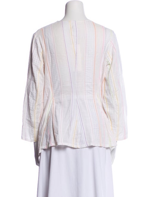 Dosa Striped Crew Neck Button-Up Top