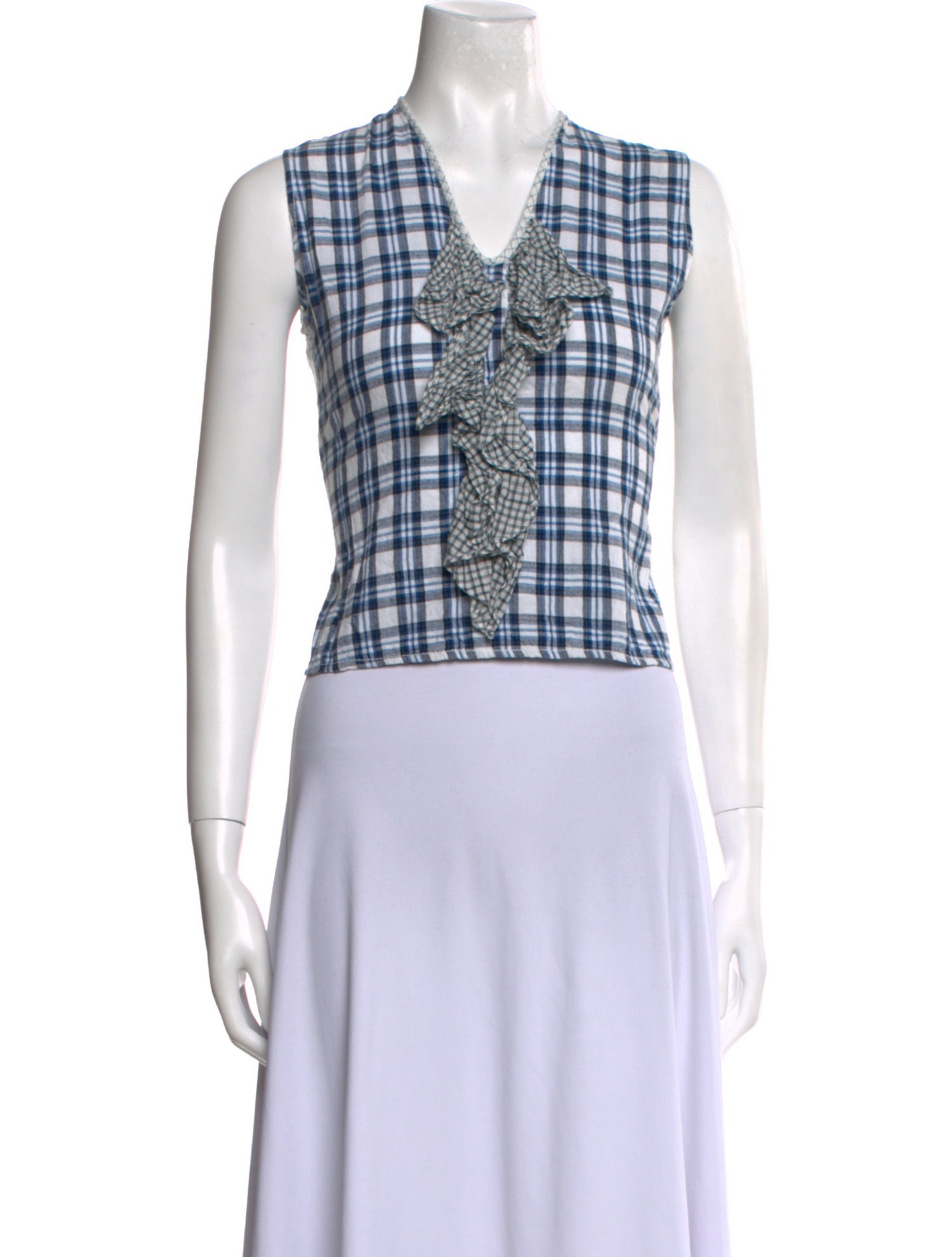 Dosa Plaid Print V-Neck Crop Top