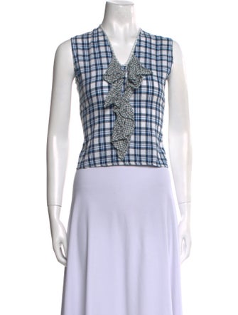 Dosa Plaid Print V-Neck Crop Top