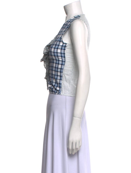 Dosa Plaid Print V-Neck Crop Top